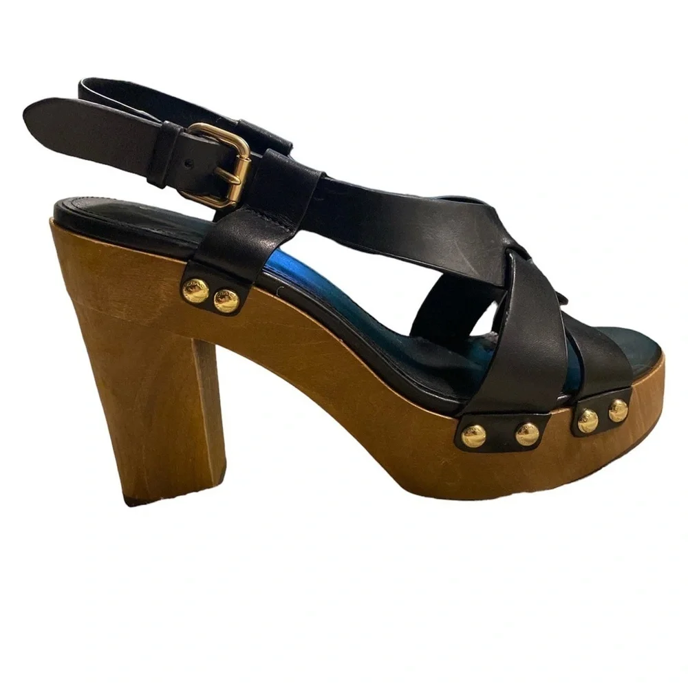 COACH PLATFORM WOVEN LEATHER SANDALS SZ 8.